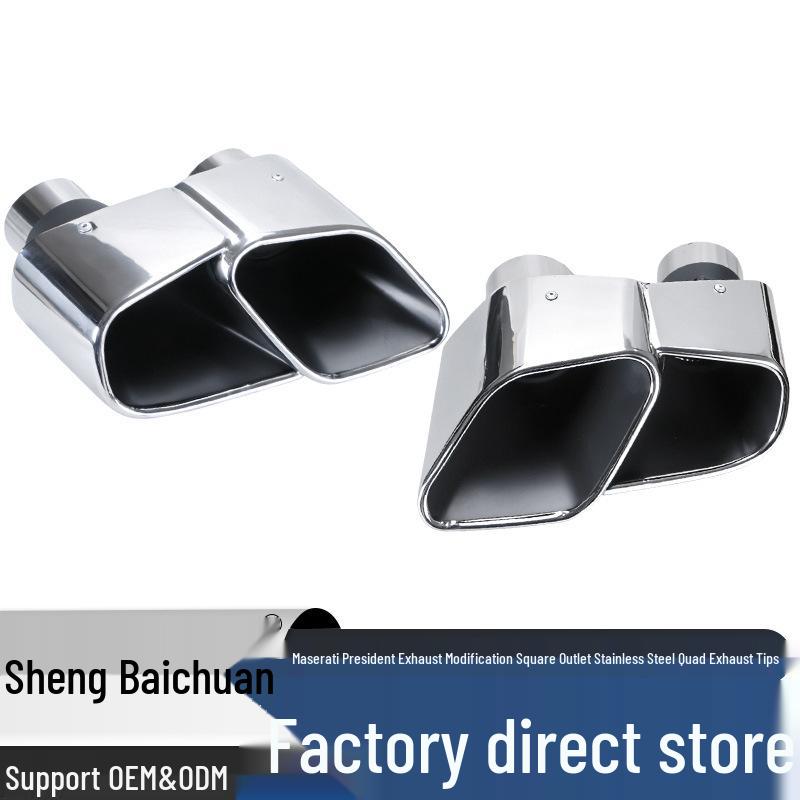 Maserati President Exhaust Modification: Stainless Steel Quad Tips for 3.0 V6, 3.6 V8 with Square Outlets Stainless steel exhaust pipe