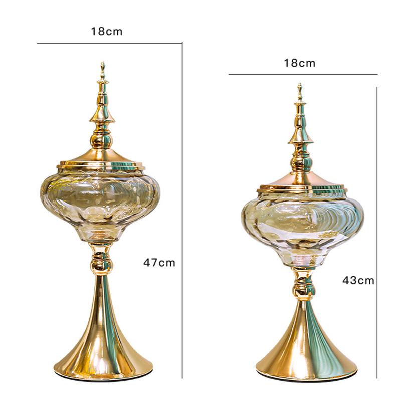 Metal Glass Decorative Jar Candy Jar Storage Tank Glass Jars Glass Bottles Organizer Home Decoration Accessories Ornament Crafts