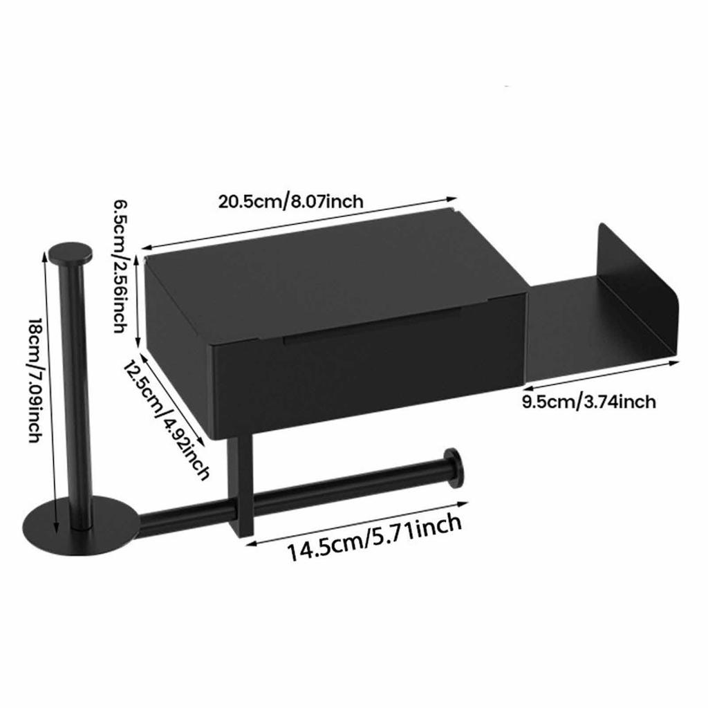 Sturdy Wall Mounted Toilet Paper Holder Storage Tissue Dispenser for Hotel Home Bathroom Space Saving Organizer