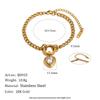18K Gold Plated Stainless Steel Heart Zircon Bracelet Necklace for Women