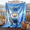Flannel Blanket Manchester City Print Custom Name Text Soft Throw for Sofa Bed