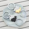 Cute Cartoon Rabbit Stainless Steel Keychain Lovely Animal Design Fashion Couple Keyring Practical Valentine's Day Gift