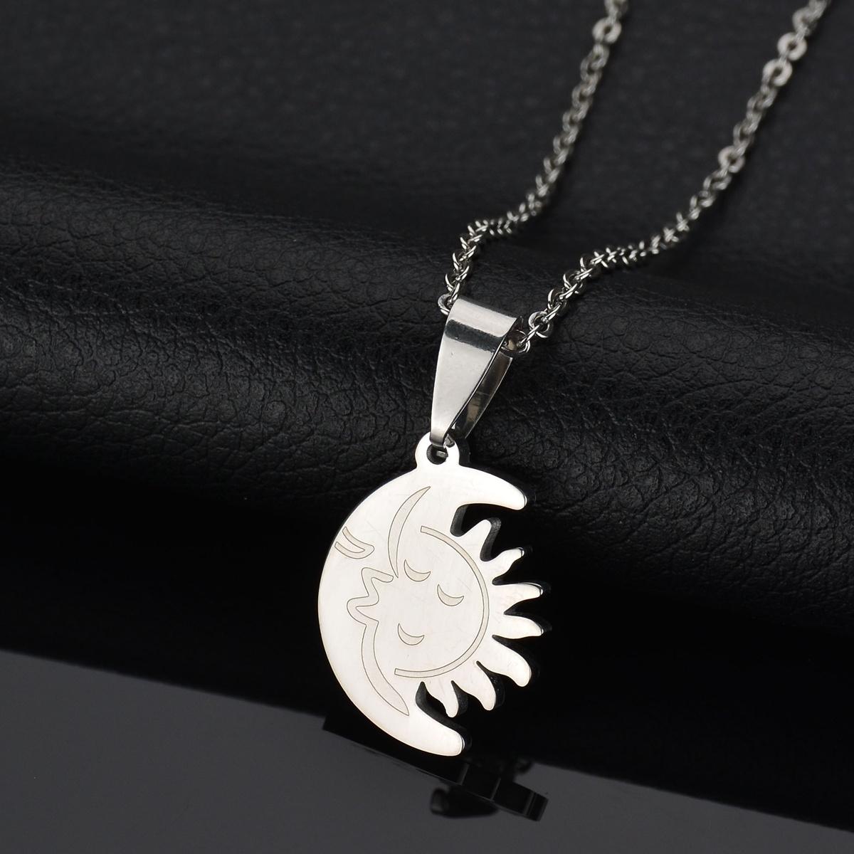 

Atoztide Fashion Moon Pendant Necklace for Women Stainless Steel Jewelry Elegant Gold Color Zircon Choker Chain Birthday Gift