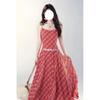 Red Plaid Suspender Dress Women's Summer Vacation Dress Spice Girl Slim Skirt Design Waist a Word Long Dress