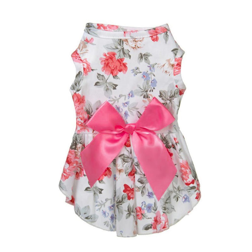 Puppy Shirt Pet Outing Floral Print T-Shirt With Hemline Puppy Girl Clothes Tank Top