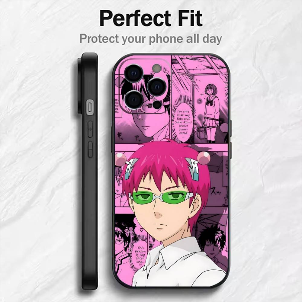 K-Kusuo S-Saiki From Anime The Disastrous Phone Case For iPhone17,16,15,14,13,12 Plus,Max Soft Silicone Black Cover