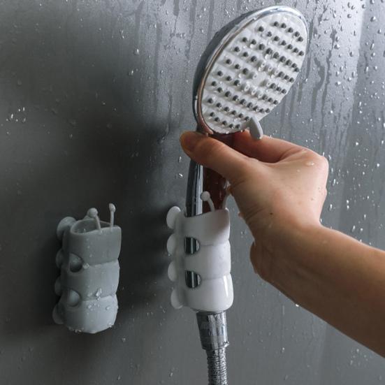 4Pcs Adjustable Shower Head Holders Simple Installation Universal Relocatable Bathroom Shower Head Suction Cup Holders