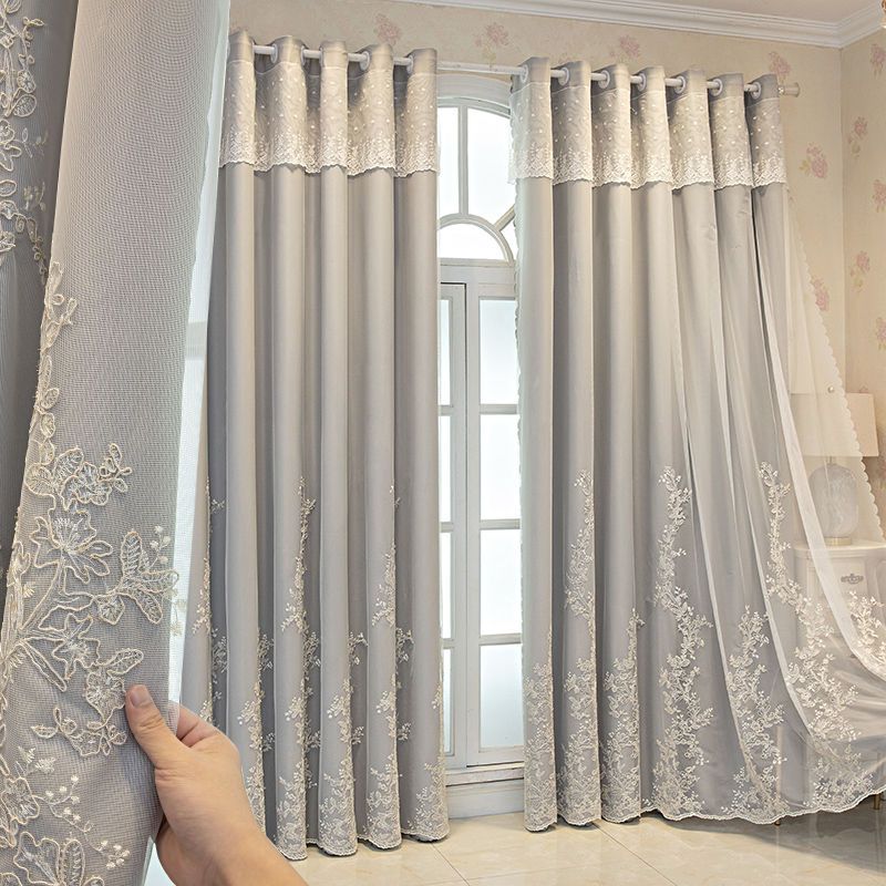 Luxury New European Style Curtains for Living Room Bedroom Double Layer Tulle Gauze Extravagance Embroidered Window Screens