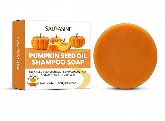 SAUVASINE Pumpkin Seed Oil Shampoo Bar Cleansing Hair Care Anti-Frizz