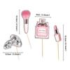 7PCS Makeup Cupcake Toppers Glitter Cosmetics Lipstick Eyelashes Cake Picks Queen Perfume Eyelash Diamond Brush Cake Topper Set