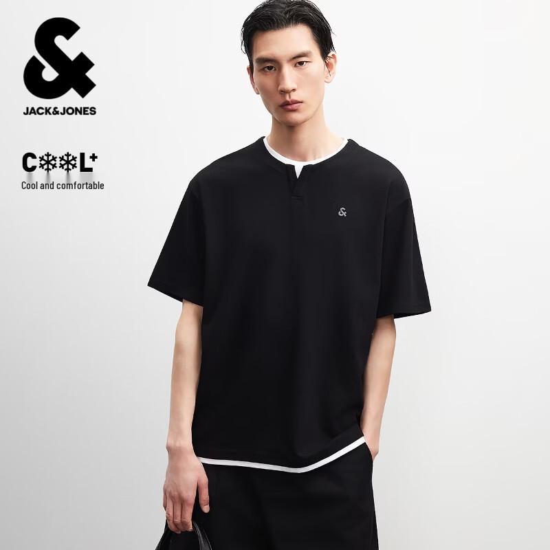 

JACK&JONES Men s Faux Two-Piece Waffle Cool Short Sleeve T-Shirt