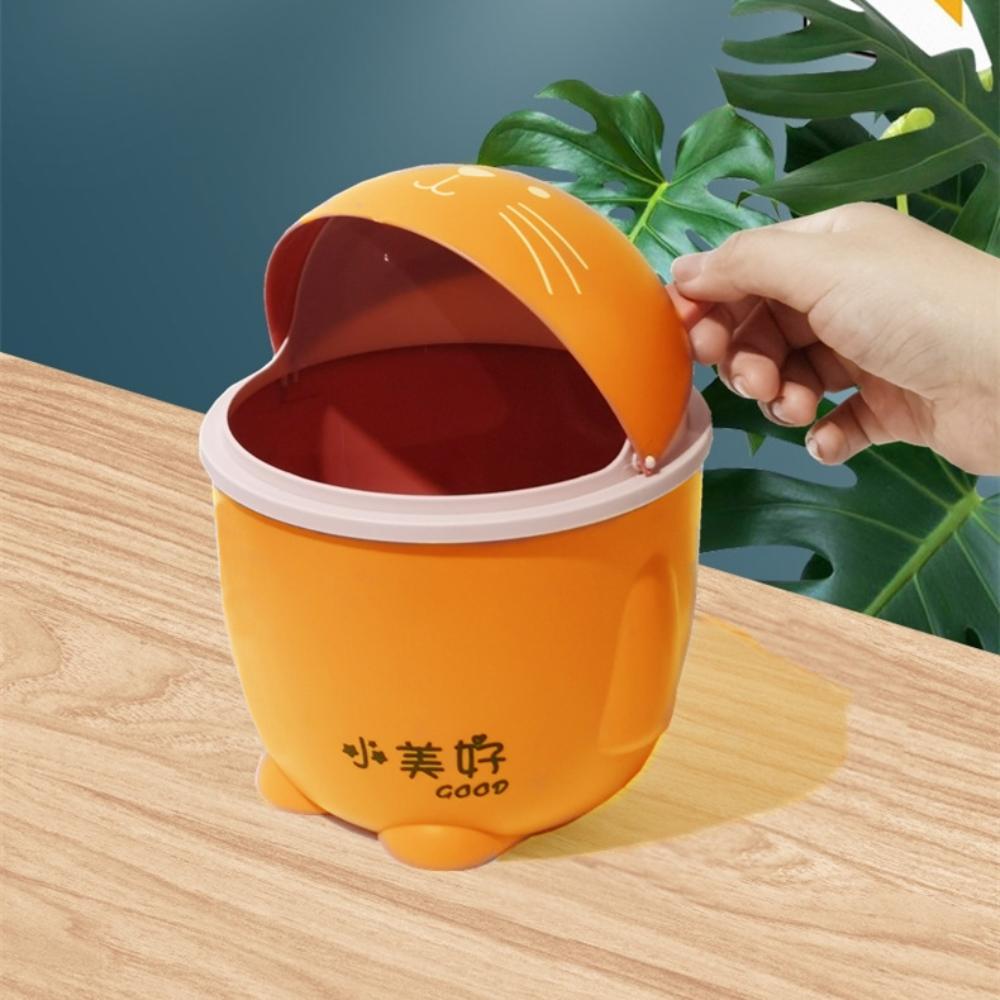 Kawaii Cartoon Cat Trash Can Portable Garbage Storage Bin Paper Basket Desktop Waste Box  Bedroom