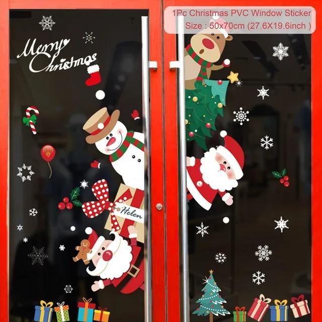 Christmas Wall Window Stickers Marry Christmas Decoration For Home 2025 Christmas Ornaments Xmas Navidad Gift New Year 2025