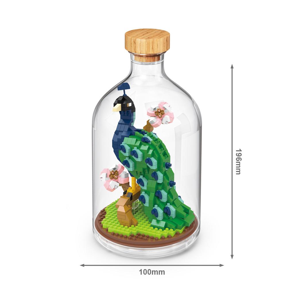 

Idea Bird In A Bottle Micro Diamond Block Grus Japonensis Flamingo Toucan Peacock Construction Brick Model Toys Nanobricks