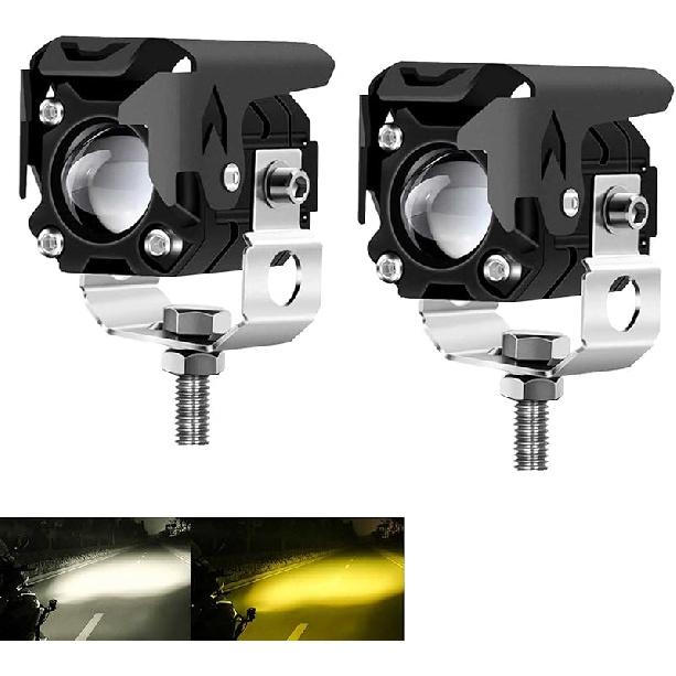 Kairiyard LED Pod Lights, LED Off Road Lights 60W 6000Lm Amber/Yellow White Dual Color Driving Fog Auxiliary Work Lights Pod For Motorcycle Truck SUV LED Motorcycle Light Yell