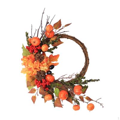Fall Wreath, Thanksgiving Wreath Harvest, Pumpkins Autumn, Front Door Artificial Garland for