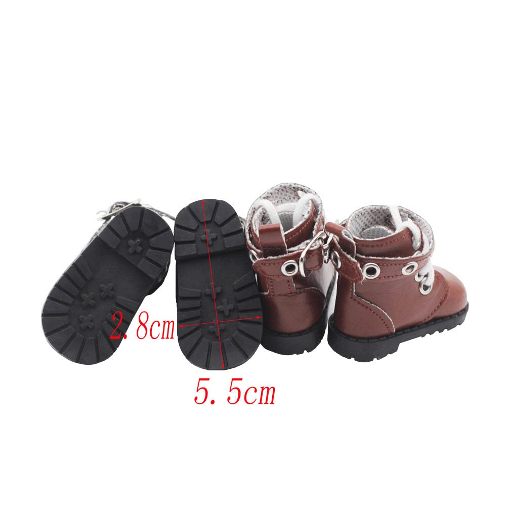 Niannyyhouse 20cm Plush Biker Boots, 5.5cm Long, Cotton Doll Leather Shoes (White)