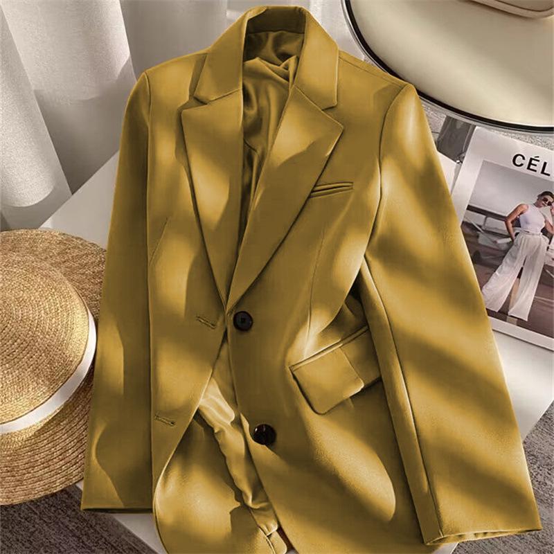 Women's Korean Style Loose Black Suit Jacket - Slimming, Small Size Blazer for Spring and Autumn 2025.