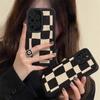 Vertical Leather Shell Chessboard Printed Patterned Shockproof Soft Silicone Case with Camera Lens Full Protection for iPhone Samsung