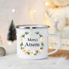 Merci Atsem In France Enamel Mugs Teacher's Day Drink Juice Coffee Dessert Cocoa Milk Handle Mug Festive Birthday Gifts