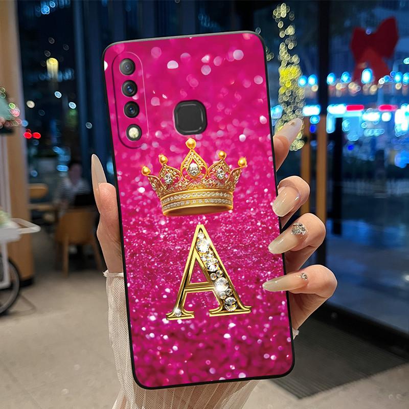 Beautiful A To Z Letter Crown Casing For Infinix S4 Smart3 Plus X626 X267 Case Black Soft Silicone Shockproof Shell