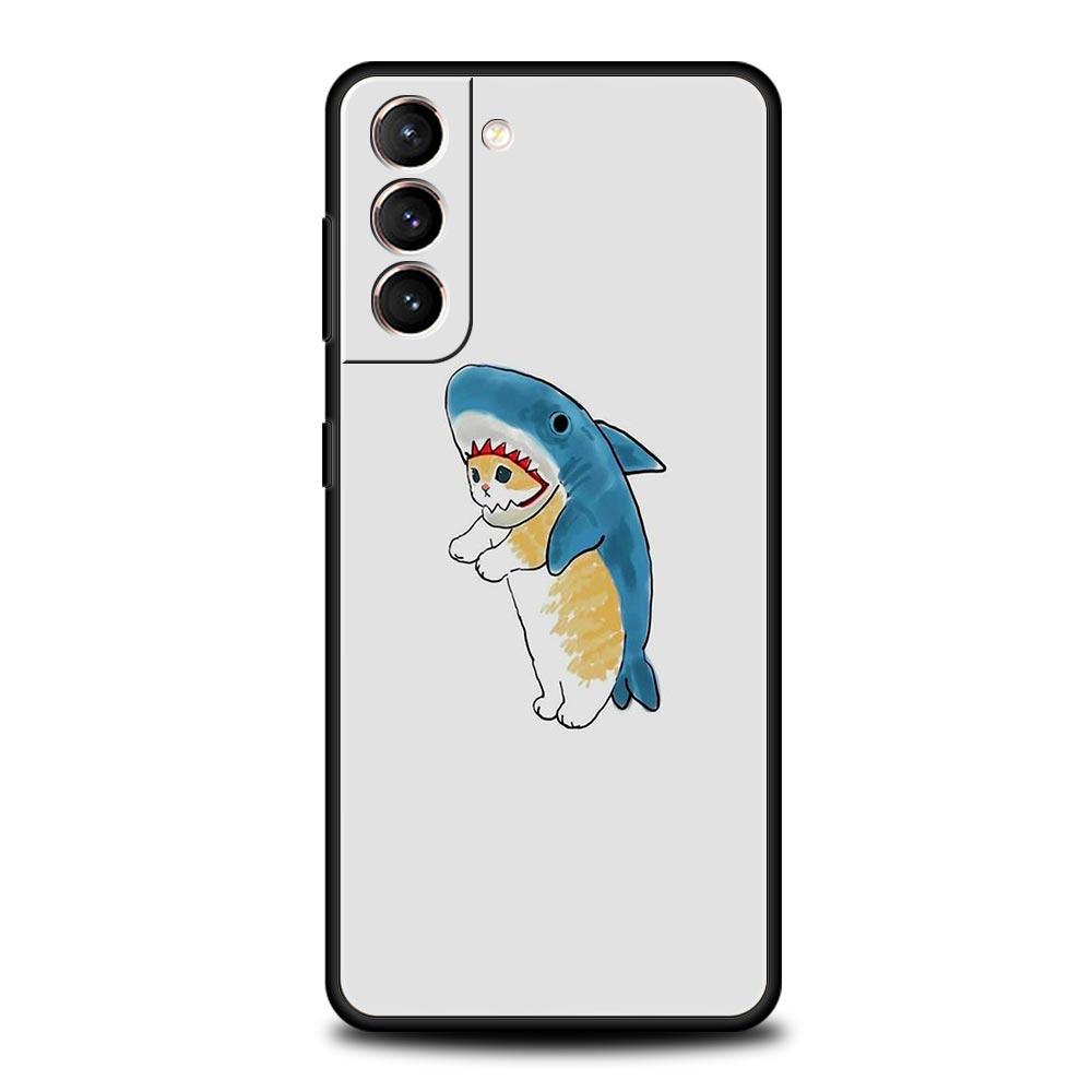 Cute Animals Cat Cartoon Phone Case For Samsung Galaxy S26 Ultra S25 Plus S24 FE S23 S22 5G S21 S20 Cover Black Soft