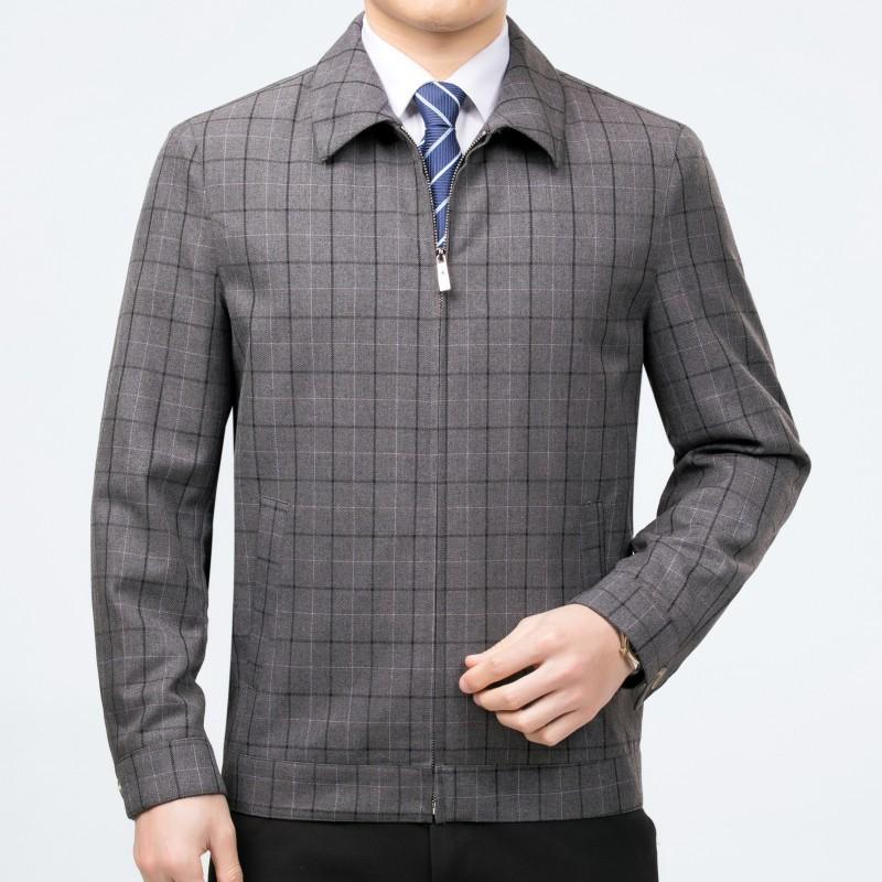 Wool Jacket for Middle-aged Men with Lapel Spring and Autumn Thin Middle-aged and Elderly Dad's Wool High-end Jackets for Leaders and Cadres