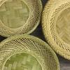 Green Bamboo Woven Nest Fruit Basket, Handmade Snack Tray for Tabletop, Rustic Home Decor Storage