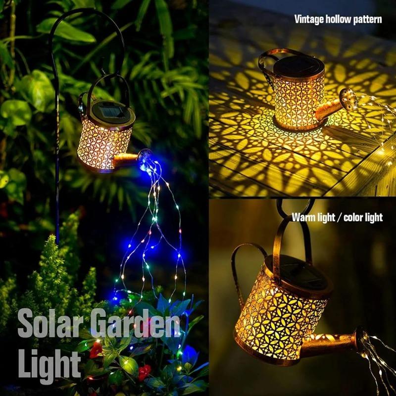 Solarbetriebene Lichterkette für Gießkannen im Vintage-Stil aus Metall, ideal für Garten und Terrasse, Weihnachtsdekoration, wasserdicht, zum Aufhängen, für Villa und Hof
