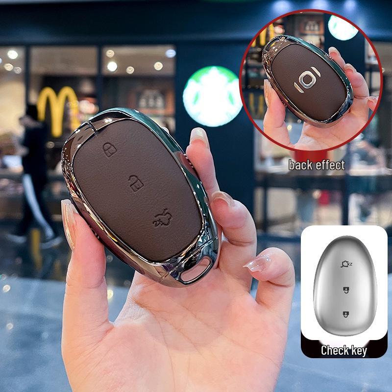 Compatible Key Cover for Changan Qiyuan Q05 - 24 Models, Includes A05/A06/A07, Metal Shell 125MAX Remote Control Key Shell.