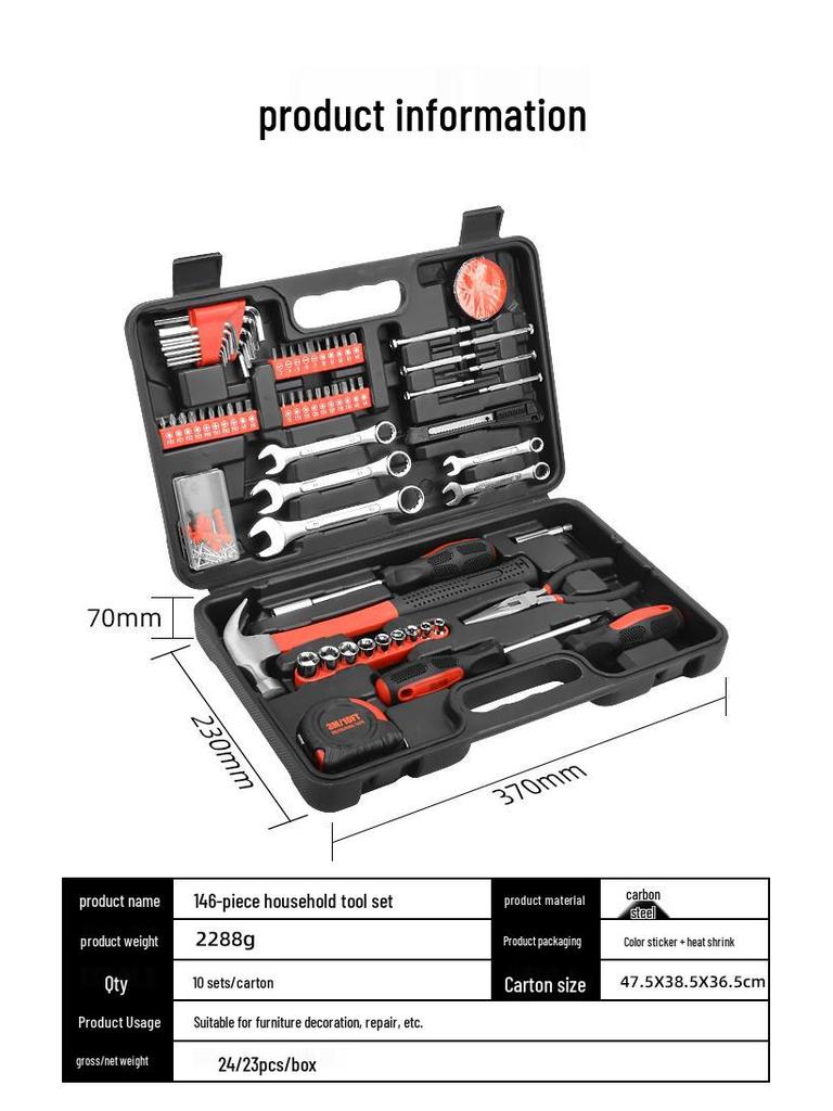 146-Piece Multi-Functional Tool Set with Handle for Car Repair