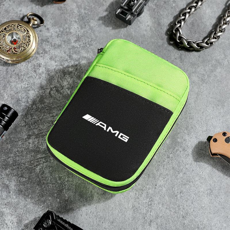 

Car Data Cable Charger Portable Hard Disk Organizer Storage Bag For Mercedes Benz W201 W210 W108 W204 W205 W203 W211 W212 W124 зелений