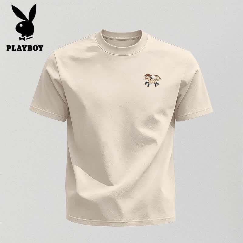 Playboy Men s 2026 Summer Pure Cotton Short Sleeve T-Shirt L