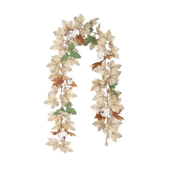 100/175CM Artificial Maple Leaf Garland UV Resistant Fall Halloween Thanksgiving Day Harvest Festival Autumn Mantle Porch Indoor Outdoor Decoration