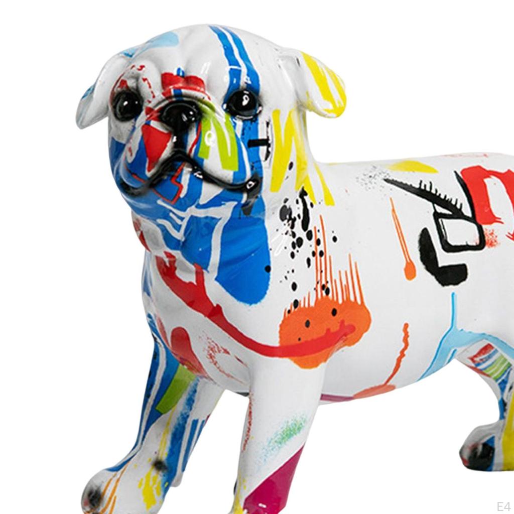 Colorful Graffiti Statue Animal Ornament Sculpture Resin Dog Art Figurine Artwork for Living Room