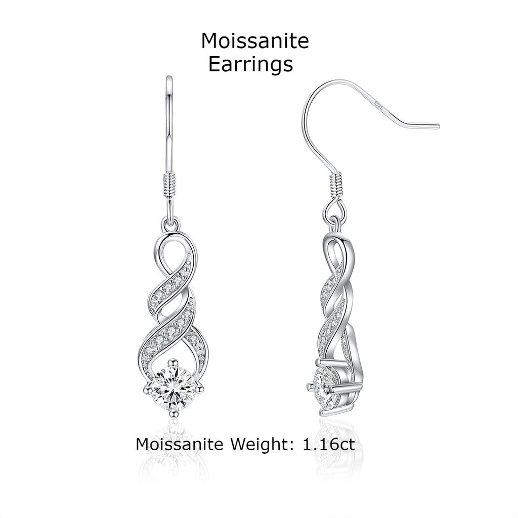 925 Sterling Silver  Moissanite Dangle Drop Earrings  For Women Pass Diamond Tester Bride Wedding  Earrings Fine Jewelry Gift