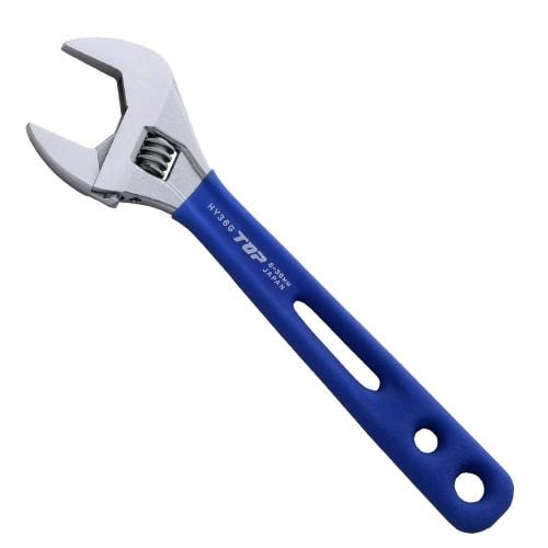 TOP Industrial (TOP) Wide Adjustable Wrench, Eco Wide, with Vinyl Grip, Opening Length 8-36mm, HY-36G, Tsubame-Sanjo, Made in Japan