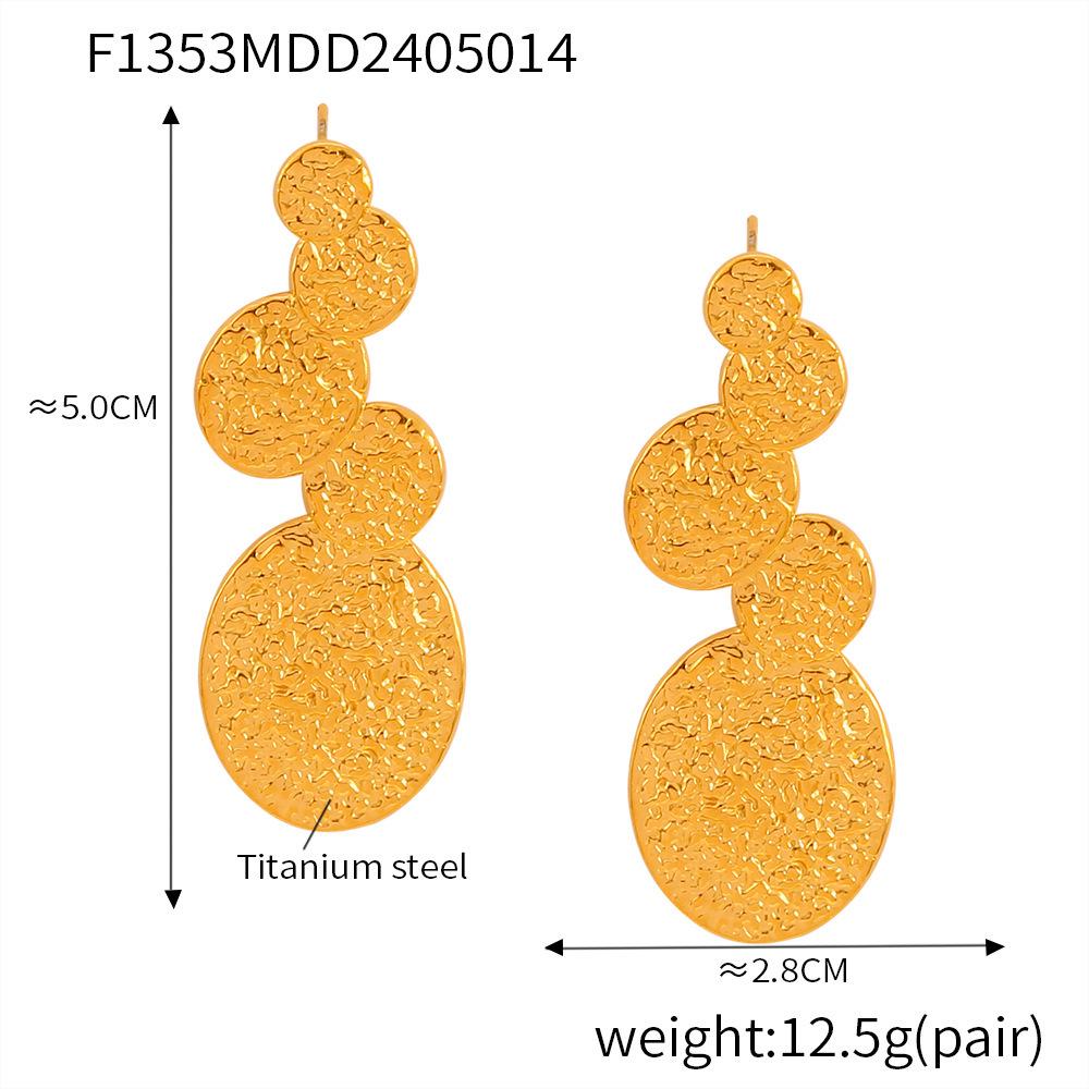 

European & American Irregular Spliced Textured Earrings for Women - Black Agate, Fashionable Retro Titanium Steel, Anti-Allergy Design.