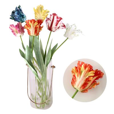 Artificial Tulip Realistic Faux Flower with Leaves No Maintenance Faux Tulip for Home Decor Wedding Party Table Centerpiece