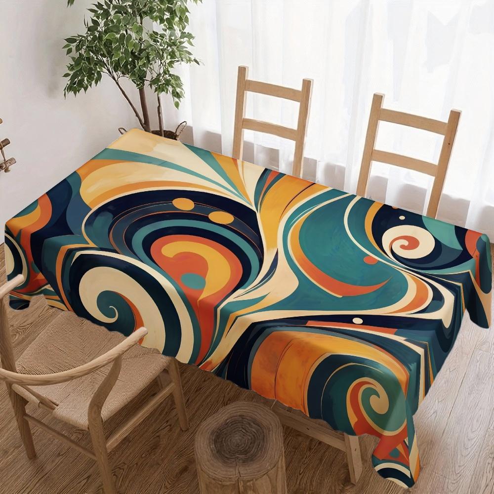 Nappe Rectangle à Volutes Abstraites pour Décoration de Table Fête de Fête Imperméable Réutilisable Nappe pour Tables Cuisine Salle à Manger 90x140cm