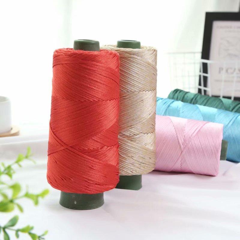 1Pcs 220gSilky Cotton Linen Thread, Hollow Shiny Silk Thread, Flat Ribbon Thread, Bucket Yarn, Hook Hat, Slippers DIY