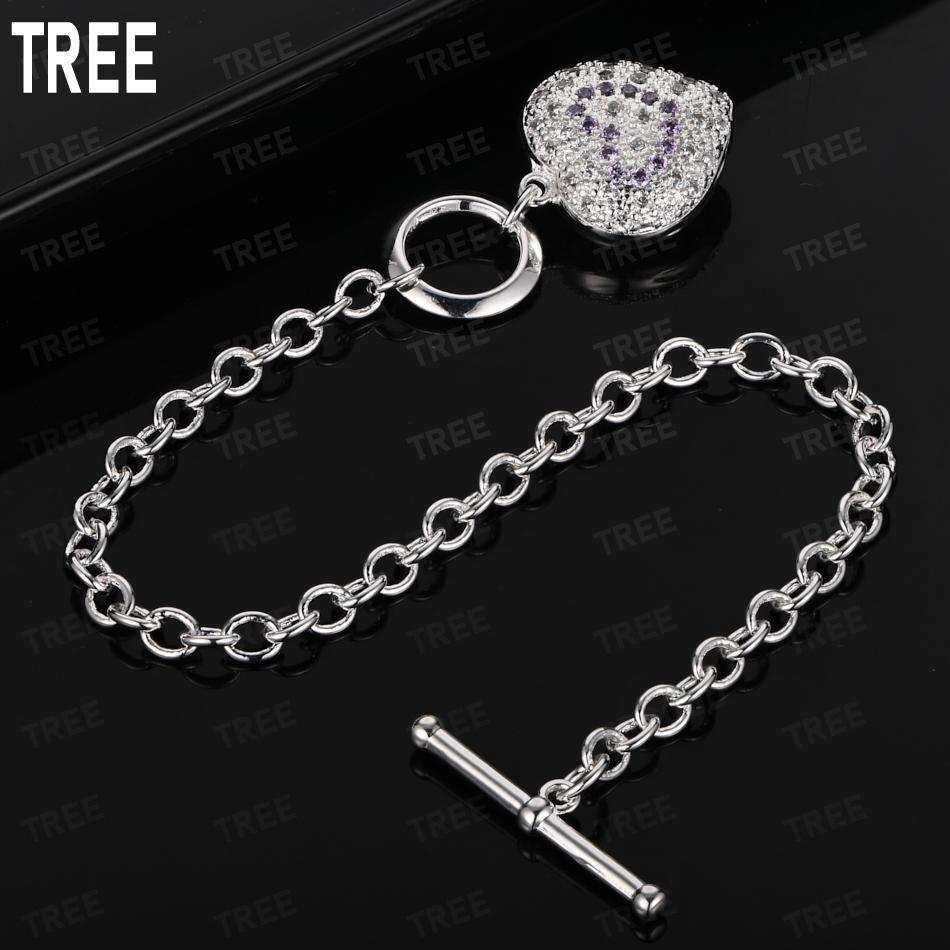 925 Sterling Silver Exquisite AAA Zircon Heart Bracelet - Banquet Gift Jewelry