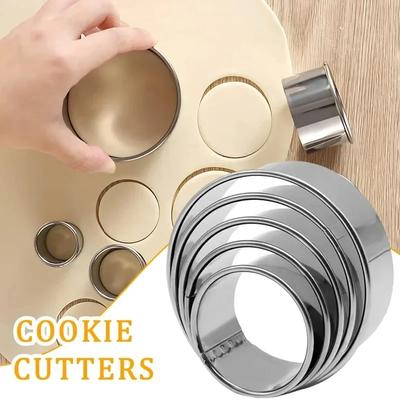 5pcs/set Circular Biscuit Mold Stainless Steel Baking Tools Dumpling Skin Cake Baking Mousse Cutting Mold Sets Dessert Ring