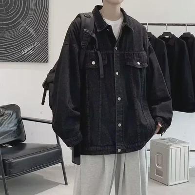 Herren Japanische Retro Blaue Jeansjacke - Lässiges Frühling/Herbst Trendiges Oberteil