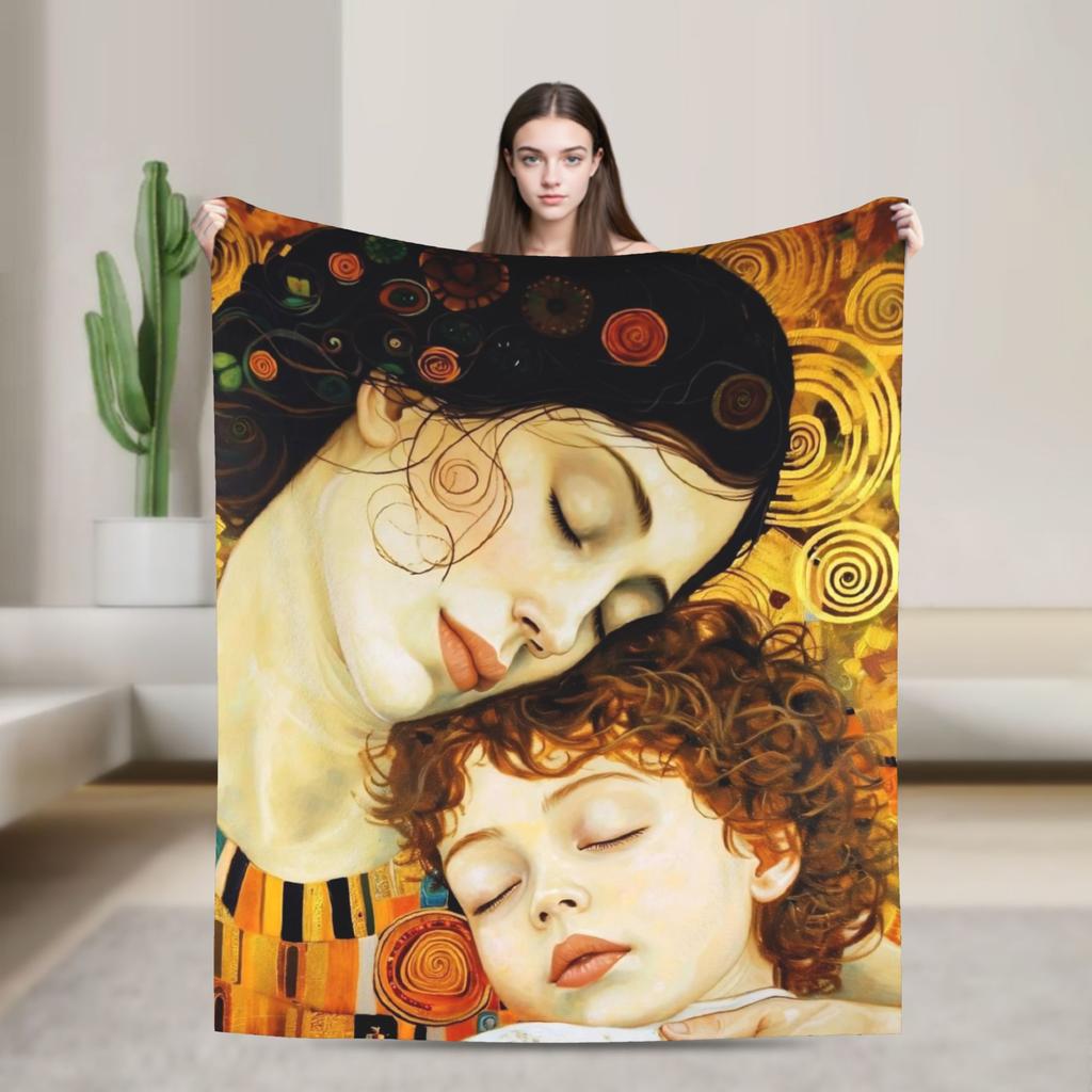 Klimt kind Retro Super Warme Decken Reise Plüsch Überwurf Decke Lustige Couch Bett Flanell Bettdecke Sofa Bettbezug