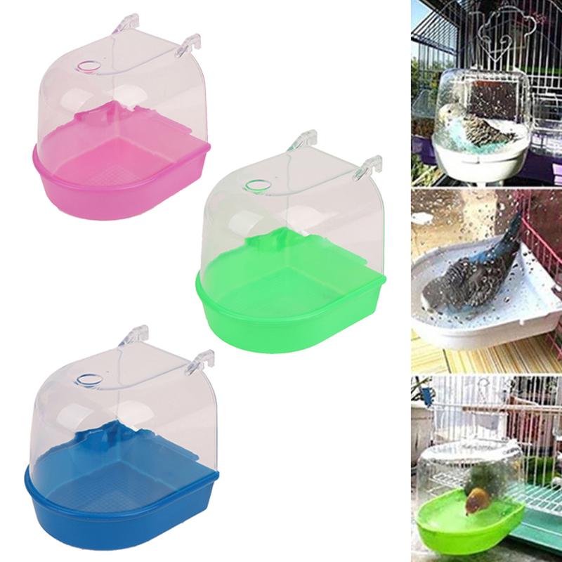 Pet Bird Bathtub Hanging Parrot Bathtub Bird Cage Accessories Bath Shower Box
