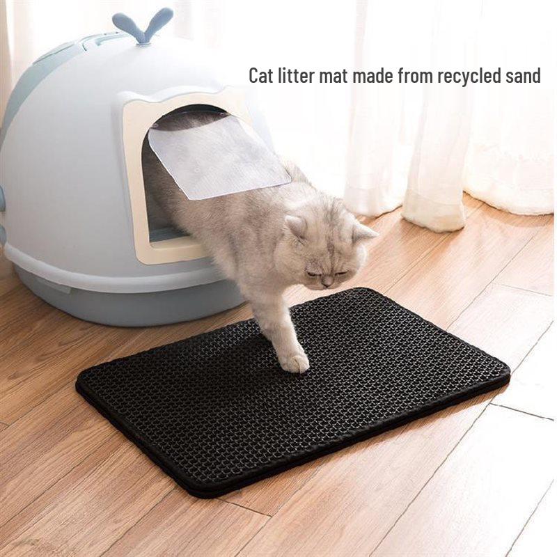 Extra-Large Double-Layer Anti-Splash Cat Litter Mat with Velcro