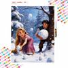 Disney Diamond Art Painting Kit 5D Diamond Snowball Fight Painting Dot Art Gemstone Crystal Paint Diamond Home Wall Decor