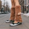 Fur Ball Lolita Boots Cover Fawn Dot Mid-calf Socks Faux Fur Leg Warmers  Performance Costume
