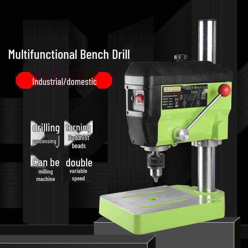 Compact 220V Multifunctional Precision Bench Drill & Milling Machine for Woodworking with Speed Control